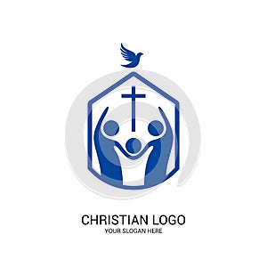 Christian church logo. Bible symbols. Community of believers in Jesus Christ photo