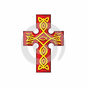 Christian church logo. Cross and Jesus fish.