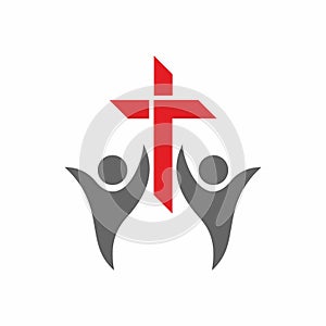 Christian church logo. Glorification of God, worshipers of Jesus