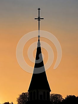 Christian Church Silhouette, Religion, Generative Ai illustration.