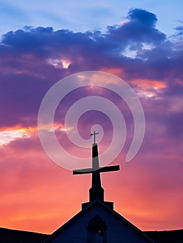Christian Church Silhouette, Religion, Generative Ai illustration.