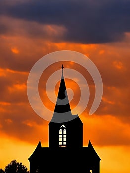 Christian Church Silhouette, Religion, Generative Ai illustration.