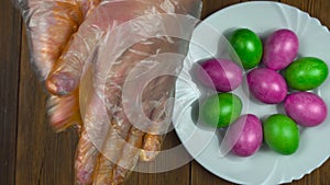 Christian colors eggs by Heated wax paint during a Eastertide or Pascha, preparation for the religious feast