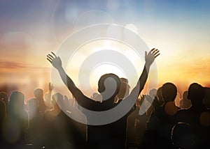 christian concept, Christian worship with raised hands