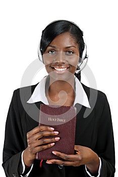 Christian counsellor holding a bible