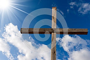 Christian Cross Against a Blue Sky