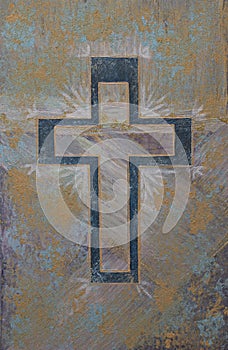 Christian cross brush paint, handmade panel