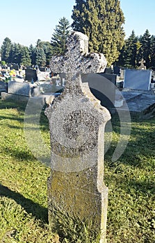 Christian cross at cemetery in Slatina Croatia - Virovitica-Podravina County