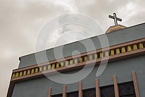 Christian cross detail above SÃ£o SebastiÃ£o Parich, at city of Jau / Sao Paulo