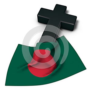 Christian cross and flag of bangladesh