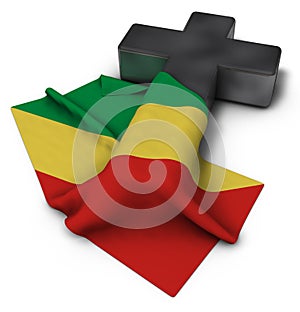 Christian cross and flag of the congo