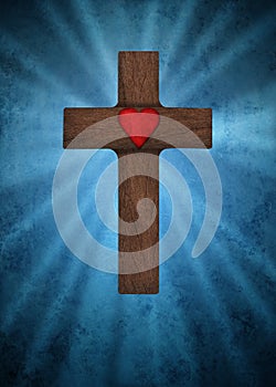 Christian cross with heart