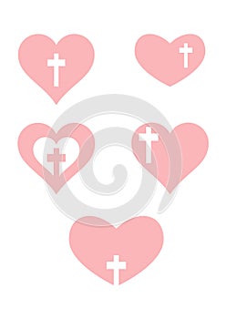 Christian Cross and Heart (pink)