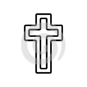 Christian cross icon. Christian church logo isolated. Black religious symbol