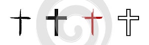 Christian cross icon set. Vector cross symbol collection