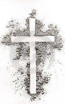 Christian cross made of ash