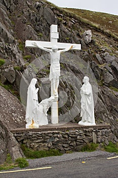 Christian cross monument on Slea Head Drive in Dingle, Ireland