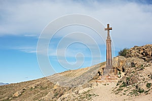 Christian cross near ancient monastery Khor Virap