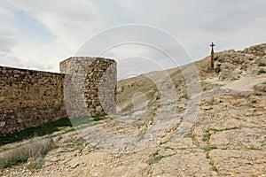 Christian cross near ancient monastery Khor Virap