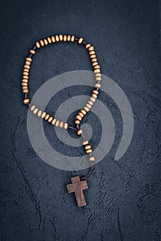 Christian cross necklace on Holy Bible book, Jesus religion concept as good friday or easter festival