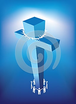 Christian cross and people