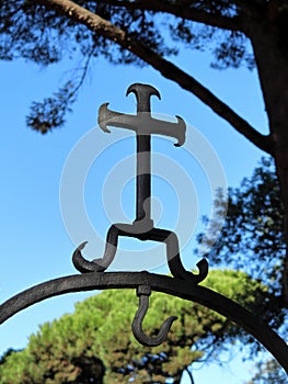 A Christian Cross in Saint George Castle in Lisbon