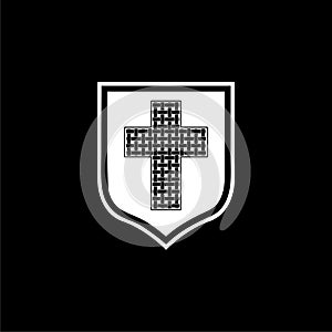 Christian Cross and Shield of Faith isolated on dark background