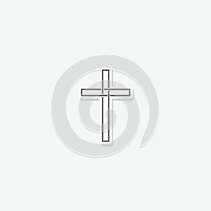 Christian cross sign sticker isolated on gray background