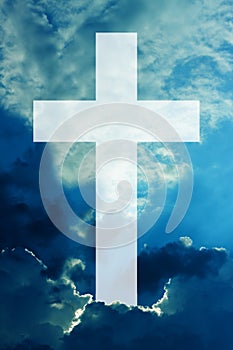 Christian cross sky with clouds