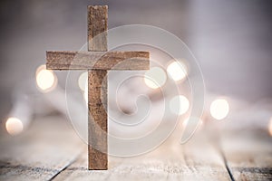 Christian Cross on a Soft Bokeh Background