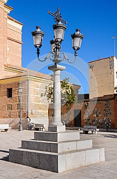 Christian Cross in a square of Illescas, Toledo & x28;Spain& x29; photo