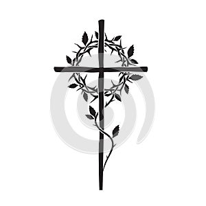 Christian cross and thorn crown