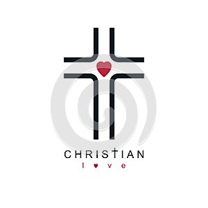 Christian Cross true belief in God vector symbol, Christianity r