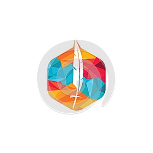 Feather christian cross logo design.