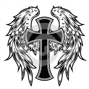 Christian Cross Wing Graphic Detailed Angel or Bird Wings Vector illustration 13