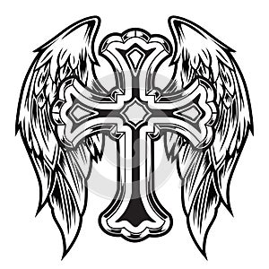 Christian Cross Wing Graphic Detailed Angel or Bird Wings Vector illustration 17