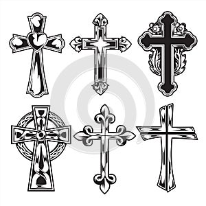 christian cross Wing vector drawing Blak illustration