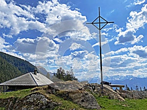 Christian crucifix on the hills and lookouts of the Pilatus mountain range and in the Emmental Alps, Alpnach - Canton of Obwalden