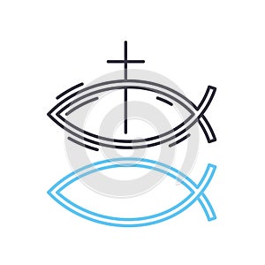 christian fish line icon, outline symbol, vector illustration, concept sign