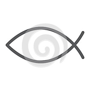 Christian fish line icon, religious and symbol, jesus fish sign, vector graphics, a linear pattern on a white background