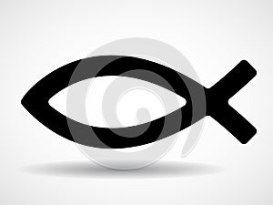 Christian fish symbol isolated on white background. Religious sign