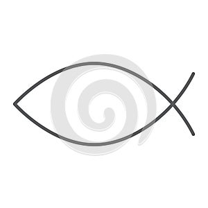 Christian fish thin line icon, religious and symbol, jesus fish sign, vector graphics, a linear pattern on a white