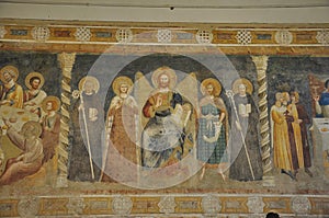 Christian frescoes, Pomposa abbey, Italy photo