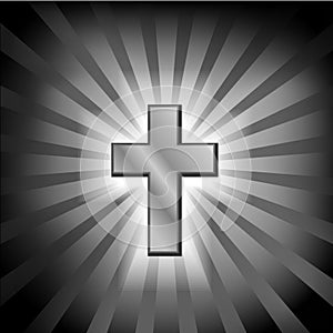 Christian golden cross with light photo