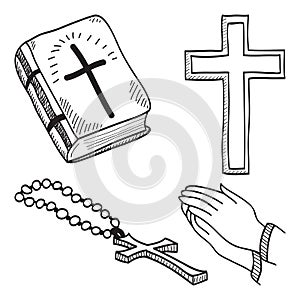 Christian hand-drawn symbols illustration