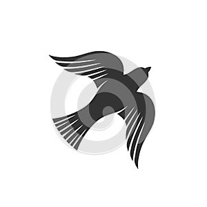 Christian illustration. Church logo. The dove is a symbol of God`s Holy Spirit, peace and humility