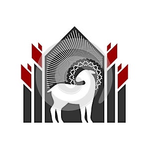 Christian illustration. Church logo. The Lamb of God is the foundation of the Christian faith