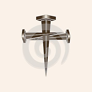 Christian illustration. Cross from crucifixion nails