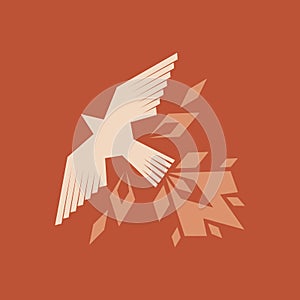 Christian illustration. A dove in a flame of fire is a symbol of the Holy Spirit
