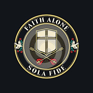 Christian illustration. Five Solas of the Reformation. Faith alone